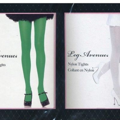 Opaque Pantyhose Nylon Tights Black White Gray Green Reg Women Leg Avenue 7300