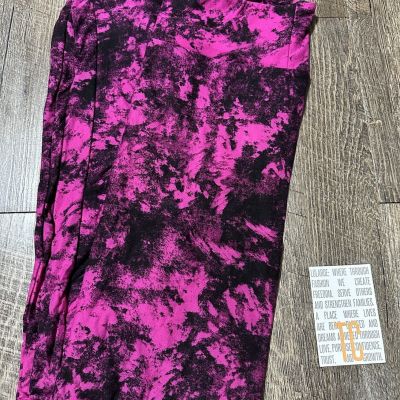 New Release LuLaRoe TC Tall & Curvy Leggings Black Pink Tie Dye Print