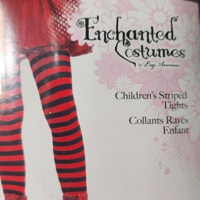 Enchanted Costumes  Children's Red Black Striped Tights Size L/G 4710