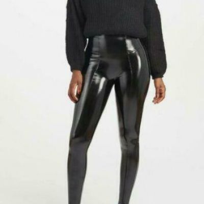 NWT SEALED SPANX FAUX PATENT SHINY LEATHER BLACK Leggings Pants Size S Small