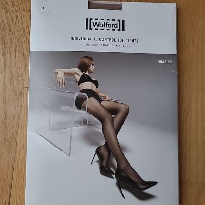 Wolford 18163 Individual Top Control 10 Den 10 Light Shaping Tights Gobi Size L