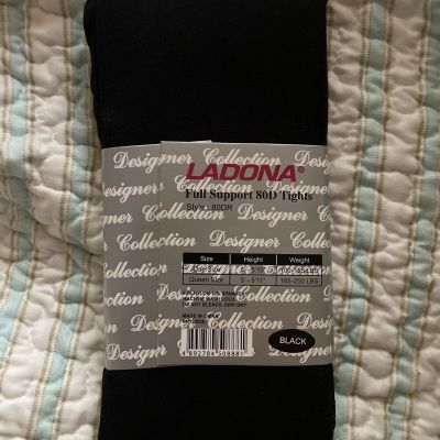 Ladona Ladies One Size  Microfiber Footless Tights Black One Size