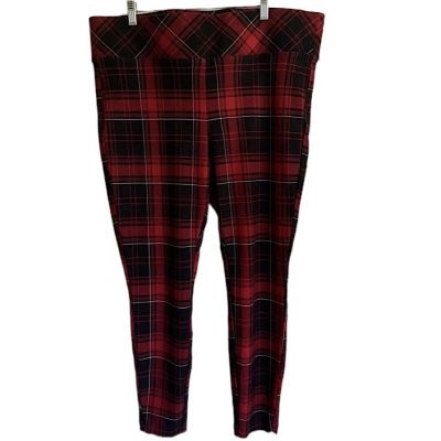 Torrid Women’s Leggings Red Black Plaid Pull On Tummy Control Crop Size 2R