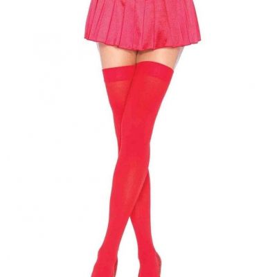 Leg Avenue Red Opaque Nylon Thigh High Stockings / One Size / (Denier 70) *NEW*