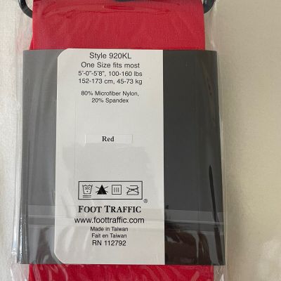 NWT Red Footless Capri Tights Foot Traffic Stretchy One Size Free Shipping