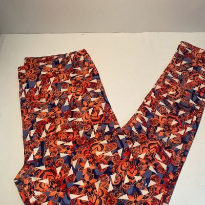 Lularoe TC Tall Curvy Women's Leggings Size 12-18 Geometric Orange Pattern Soft