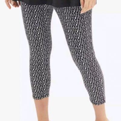 Ellos Women’s Knit Capri Leggings Size Large (18-20) Black & White Pebble