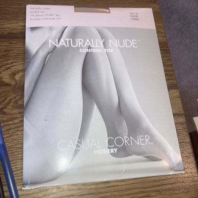 Casual Corner Pantyhose  NUDE, Size D Control top invisible  reinforced toe, NEW