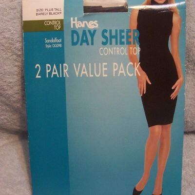 2 Pack Hanes Day Sheer Stockings Barely There Control Top PLUS TALL Sandlefoot
