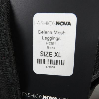 Women's XL Fashion Nova Sexy Black Celena Mesh Side Leggings, NWT