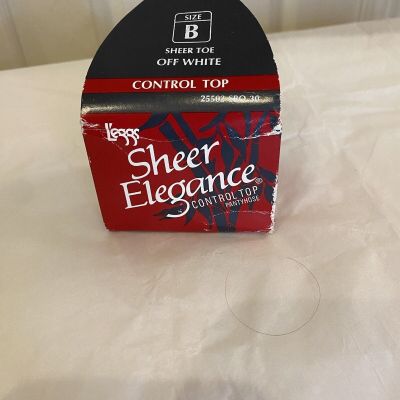 Leggs Sheer Elegance Sheer Toe Off White Control Top Size B New In Box