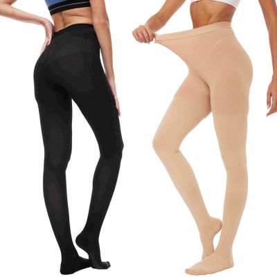 Firm Support Medical Compression Pantyhose Tights Nude Size S-XL Reinforced Toe