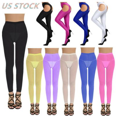 US Women Lingerie Pantyhose Seamless Hollow Out Crotchless Tights Silk Stockings