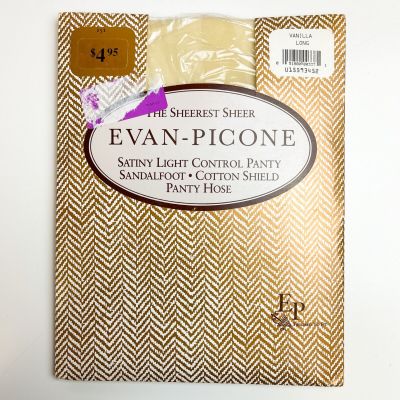 Vintage Evan Picone Satiny Light Control Pantyhose - Size Long - Vanilla