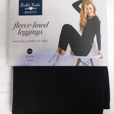 BRITTS KNITS Womens Fleece-Lined Leggings Everyday Comfort & Style S/M BLACK