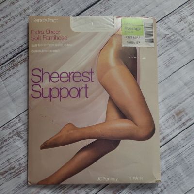 VINTAGE JCPENNEY PANTYHOSE WHITE SIZE AVERAGE SHEER SANDALFOOT