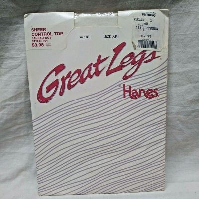 Hanes Great Legs Pantyhose Style 691 Little Color white Sz AB Sheer Control Top