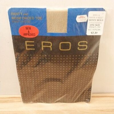 Vintage EROS Hosiery Sheer N' Silky Pantyhose Beige One Size 5'-5'9
