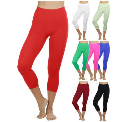 Women's Soft High Waisted Smooth Stretch Active Yoga Capri Leggings (Plus Size)