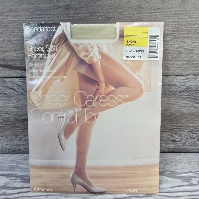 Vintage JCPenney SHEER CARESS Control Top Short Pantihose Short Bone 81