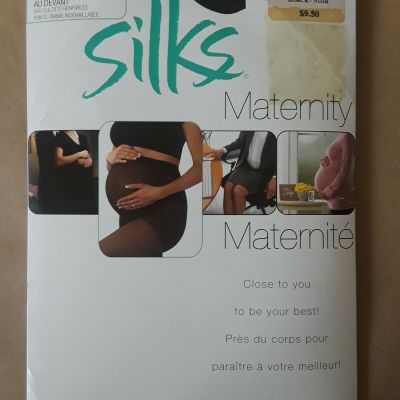Vintage Silks Maternity Pantyhose 1994 size B Black Sheer Tights Made in Canada