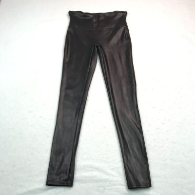 Spanx Leggings Womens Medium Black Faux Leather Style 2437 Rock