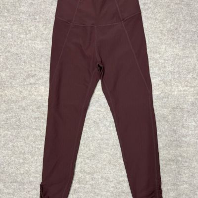 WILO The Label Ribbed Brown Ruched Leggings SZ Med workout athleisure athletic