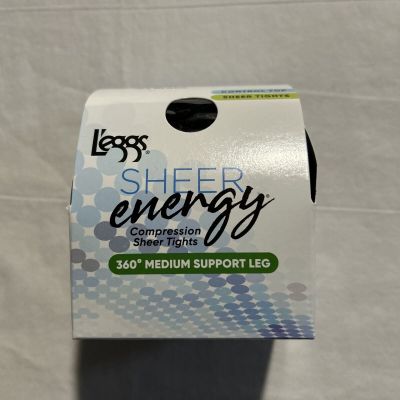 L'eggs Sheer Energy Control Top Jet Black Sheer Tights  - Q+ - NIP
