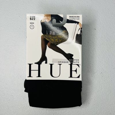 HUE Shaper Opaque Tights Solid Black Womens Size 1 Fits 1 Pair New