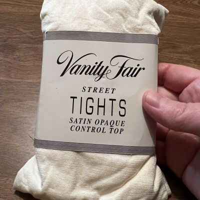Vanity Fair Street Tights Vintage Satin Opaque Control Top TALL Ivory