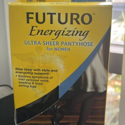 FUTURO Ultra Sheer Energizing Pantyhose for Women Larg BLACK Mild Compression