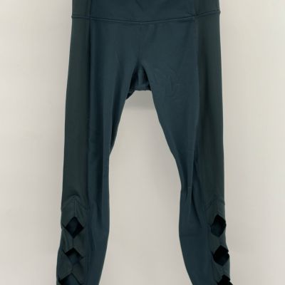 Athleta Leggings Cobra Keyhole Leg Cutout Women Small Teal Green Ankle High Rise