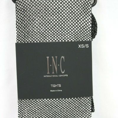 INC International Concepts Metallic Fishnet Tights Size XS/S Color Black Silver
