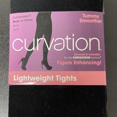 Curvation Women's Tummy Smoother Black Opaque Tights - 3573 Size Curvaceous 1