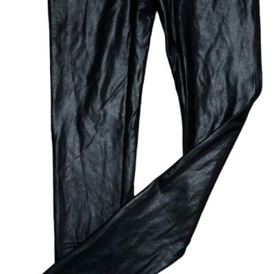 Spanx Leggings Women's Size Small Black Faux Leather Shiny  Sheen Night Out Cute