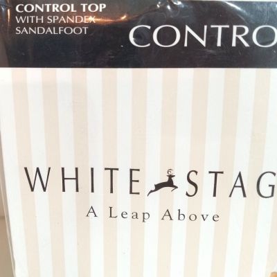 NEW White Stag Pantyhose Sandalfoot Control Top MEDIUM TALL Ivory sheer