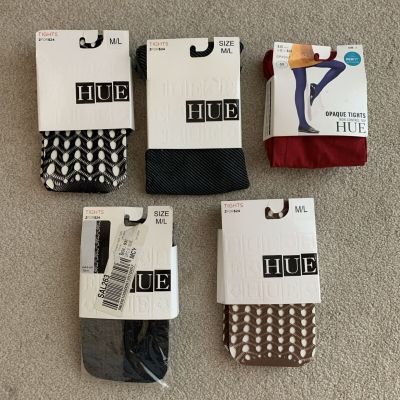 Vintage HUE tights lot of 5 pairs Sz M/L Sz 3