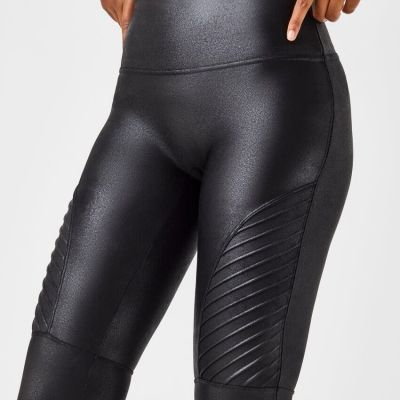 Spanx Faux Leather Moto Leggings Very Black Women's Small Small Style No. 20136R