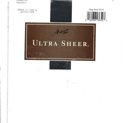 NEW Hanes Ultra Sheer Control Top Sandalfoot Pantyhose,Size C Classic Navy