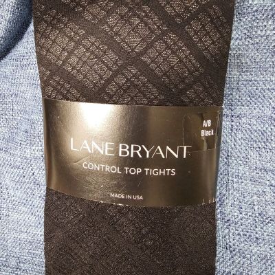Black Control Top Sheer Patterned Tights Lane Bryant Size A/B