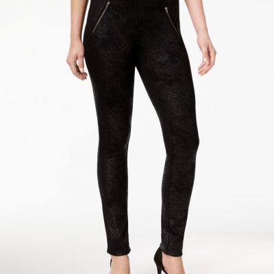 Style & Co Zip Pocket Coated Leggings Deep Black S