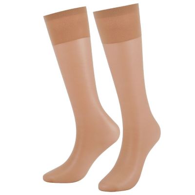 4/8 Pairs Women's Sheer Compression Stockings Knee High Socks Stretchy Solid 20D