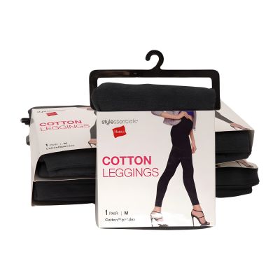 Hanes Women's Style Essentials Cotton Spandex Leggings Gray 5 Pair Lot Sz Med
