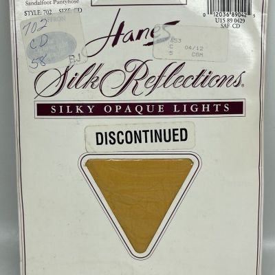 Vtg Hanes Opaque Pantyhose Lightweight Sandalfoot Saffron Size CD New Old Stock