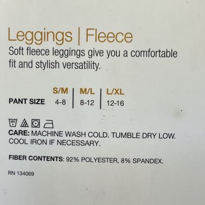 West Loop Women's Sz Large/XL Black Fleece Lined Textured Soft Leggings New