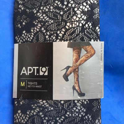 apt. 9 medium black lace tights net to waist D1