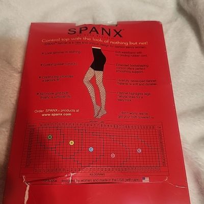 Spanx control top fishnet panty hose Nude size B