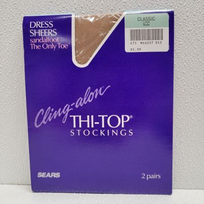 2 Pair Sears Thigh Thi-top Stockings Cling Alon Nude Classic Size Vintage New