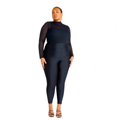 High Waist Plus Size Satin Look  leggings Hot Kiss Performance Size 2X