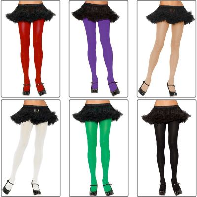 Plus Size Nylon Spandex Tights Adult Womens Hosiery Opaque Solid Colors